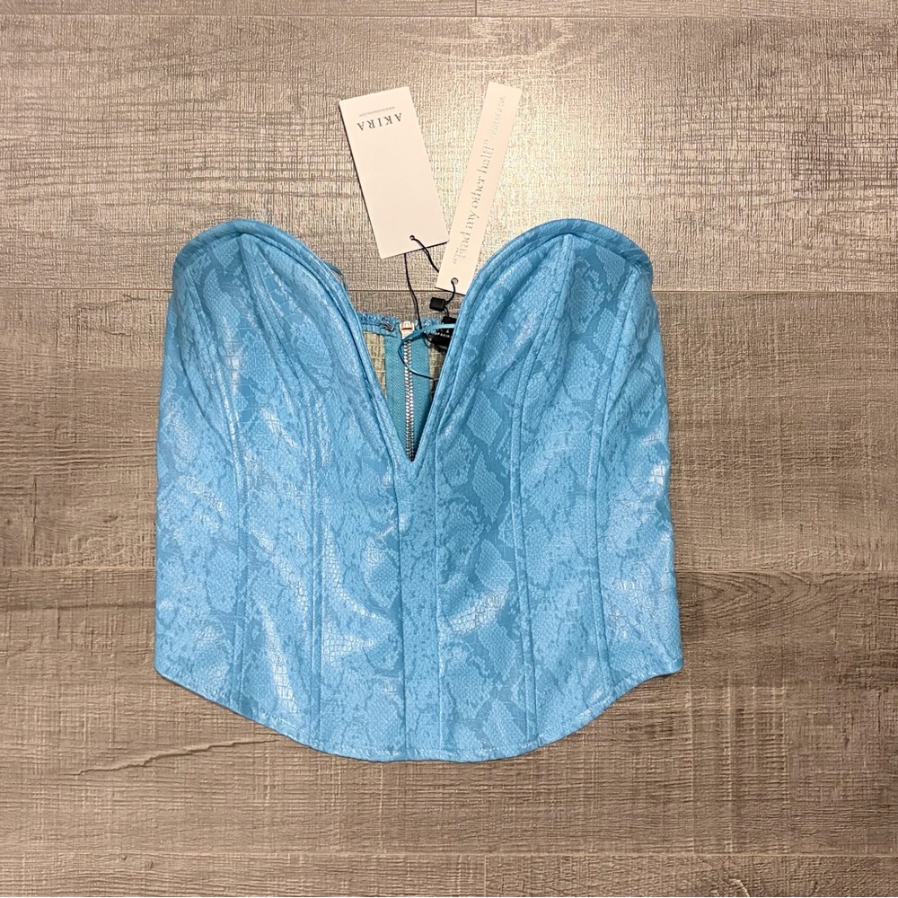 Light Blue Snake Print Corset Top